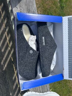 Birkenstock Men's Felt Slip-On Clogs in Charcoal